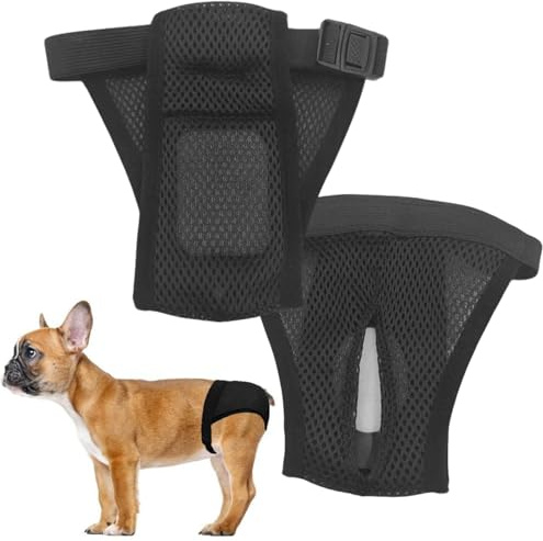 LeerKing 2er Pack Mesh Läufigkeitshose für Hündinnen waschbar Läufigkeitshöschen mit 6 Einlagen weibliche Hunde Läufigkeitshosen Hundewindeln Schwarz 2XL