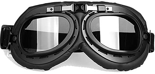 ZLYJ Motorradbrille Vintage Brille Für Steampunk Chopper Schwarz Eco Leder Eco D
