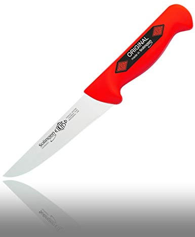 EIKASO Solingen Germany Stechmesser Rot 13cm Klinge aus Molybdänstahl 1.4116 - Fleischermesser mit scharfer Klinge für vielseitiges Arbeiten - Profi Metzgermesser für Hobby und Profi Metzger