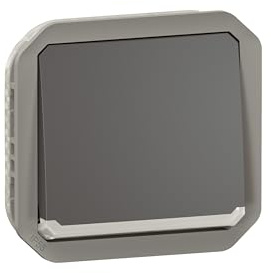 LEGRAND, Plexo 069802L - Interruptor de 1 compartimento con función de control, luz indicadora integrada, 10 amperios, 250 V, IP55 - IK07, color antracita