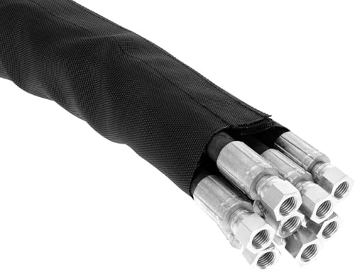 Safeplast Safe-Sleeve Wrap - Ø50 mm diamètre, 10m Longueur - Gaine de câble avec système Auto-agrippant, Protection de Tuyau hydraulique de Haute qualité, Flexible et étanche, Noir