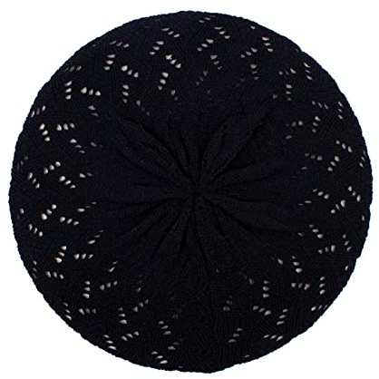 tcax Baskenmütze Damen Einfarbige Strickmütze Für Damen, Damen, Künstlermütze, Baskenmütze, Frühling, Lässig, Dünne Baskenmützen Für Frauen, Schwarz, Einheitsgröße