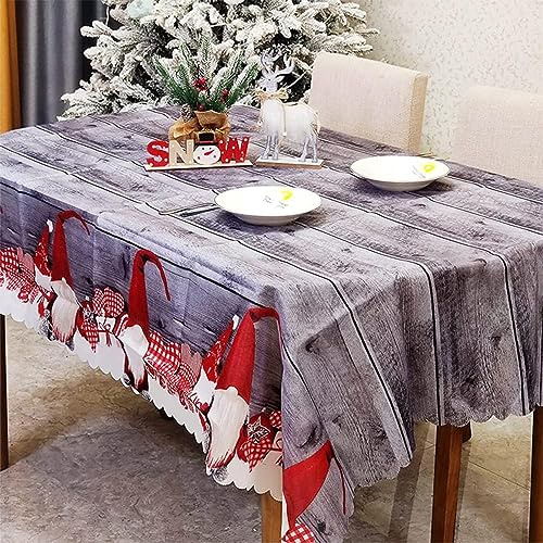 Fantasyon 180 x 150 cm Rectangular Christmas Table Cloth, Large Washable | Waterproof wipeable tablecloth for Xmas holiday party, large grey table cover for dining decorations, reusable