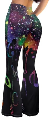 SYtrade Music Star Galaxy Flare Yoga Pants for Women Soft Bootcut Leggings Breathable Bootcut Yoga Pants