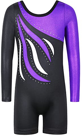 XFGIRLS Sparkle Embroidery Gymnastics Leotard for Girls, 3-13 Years