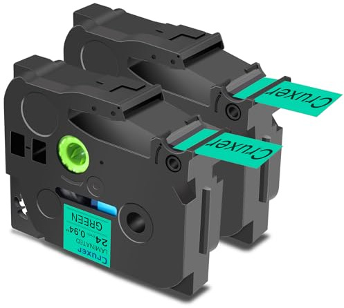 Cruxer 2er-Packung Kompatibel für Brother P-touch TZe-751 Green Laminierte Bänder，Schwarz auf Grün 1'' 24mm x 8m Schriftband Ersatz für Brother PT-P710BT PT-P700 PT-E550WVP PT-P750W PT-2730VP