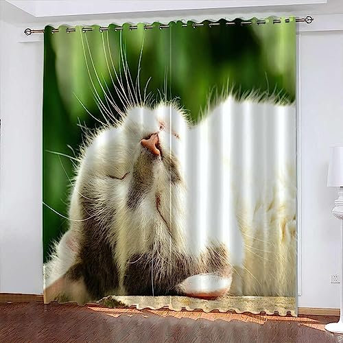 Vorhang Blickdicht Gardinen Mit Ösen - 2 Stücke 2 X 70 X 160 Cm Verdunklungsvorhänge 3D Tier Katze Muster Thermovorhang Für Kinderzimmer Wohnzimmer Schlafzimmer Weihnachtsgardinen -3F5A0P1A9J9J2O6C0I9