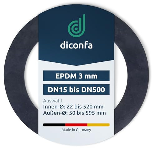 diconfa Flanschdichtung DIN 2690 Gummi EPDM - WÄHLEN ==> DN15 bis DN500-1 bis 200 Stück - AUSWAHL: DN32 PN10-40 (82 x 43 x 3mm), 10 Stück - Gummidichtung Flachdichtung Rohrverbindung Vollgummi