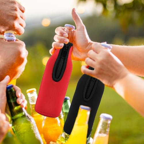 12 oz Beer Bottle Insulator Sleeve Insulated Beer Bottle Cooler Sleeves with Zipper Standard Beer Bottle Sleeves Reusable Beer Bottle Cover Keep Warm and Cold Zip up Bottle Jackets for 12 oz Bottles !
