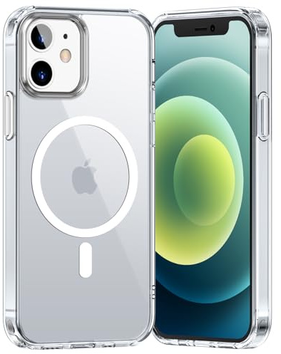 Natiiozie Magnetisch Hülle Kompatibel mit iPhone 12/12 Pro 6,1 Zoll, Transparent Handyhülle Kompatibel mit MagSafe, Stoßfest Kratzfest Schutzhülle Nie Vergilbung Rückseite Case Durchsichtig