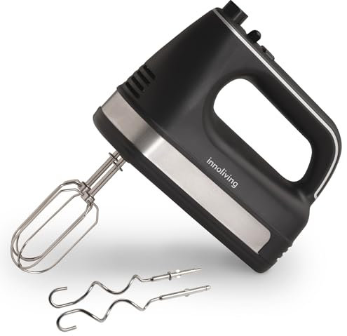 Innoliving Batteur électrique INN-882/INN-883, 6 vitesses réglables, fouet en acier inoxydable, fonction turbo, design compact, idéal pour la pâte, la crème fouettée et les œufs, bouton d'éjection