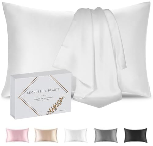 Seidenkissenbezug 25 Momme für Haar und Haut Mulberry Anti-Falten, Anti-Aging Hochwertige Qualität Keine Chemikalien - Geschenkidee (Naturweiß, 30x50cm)