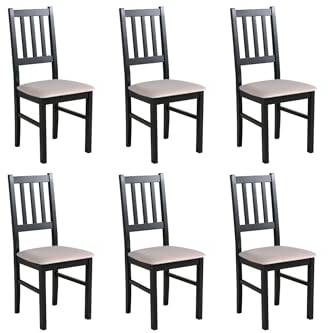 LeafDesign Küchenstühle 6er Set - Stuhl Buche Massiv - Esszimmerstuhl 120 kg - Stühle Esszimmer 6er Set - Holzstuhl - Esstischstühle - Esszimmerstühle Holz - Graphit - Hygge 91