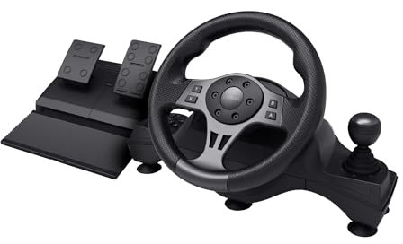 Trust GXT 289 Volant de Course pour Simulateur de Vol, Xbox Series X/S, PS4, Nintendo Switch, Volant PC avec Pédalier, Levier Vitesse, Retour de Vibration, pour Farming Simulator / F1 / Gran Turismo