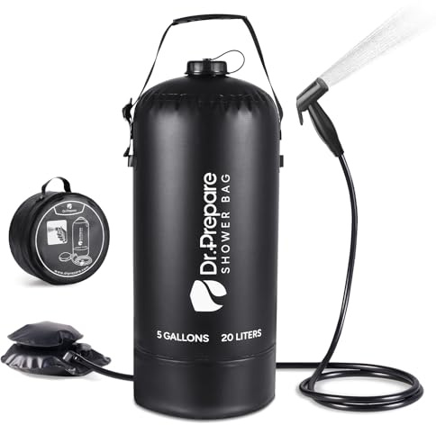DR.PREPARE Portable Shower for Camping, 4/5 Gallons Camping Shower Bag, Portable Outdoor Shower with Pump for Hiking, Climbing, Pet Cleaning, Car Washing, Beach & Emergency