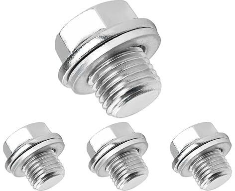 GisWell 4pcs Ölablassschraube M14x1,5, Auto Ölwanne mit Dichtung, Magnetische Ölablassschraube Dichtring für Auto Motor