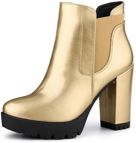 Allegra K Botas Chelsea De Tacón Alto Grueso Cremallera Plataforma Para Mujer