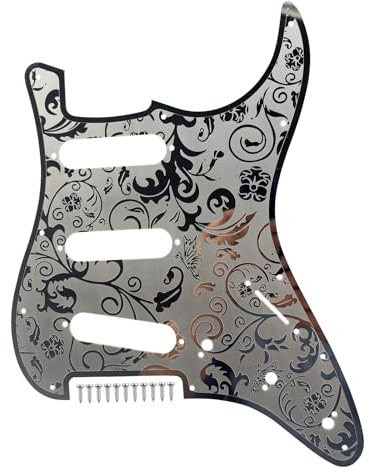 OVSAL Stainless Steel Guitar Pick guard 11 holes SSS Single Coil Mounting Screws 9/32''Potentiometer Metal Electric Guitar Pickguard Compatible with Stratocaster Strat ST Style Guitar (Chrome)