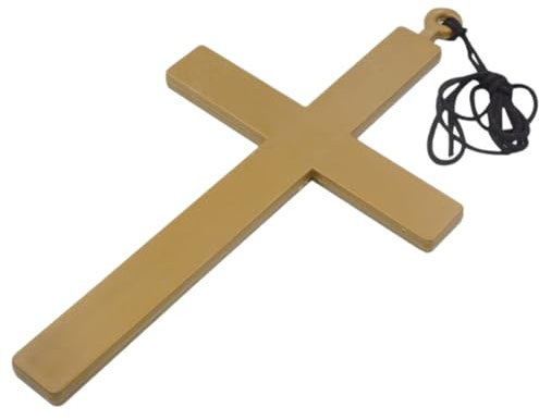 Cross Necklace Gold Plastic Crucifix Cross Pendant Nun Costume Accessory Halloween Fancy Dress Accessories