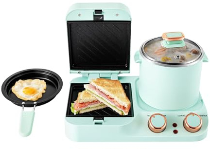 3 In 1 Breakfast Station, Non-Stick Retro Household Breakfast Maker, Electric Breakfast Machine With Frying Pan, Boiling Pot, Food Steamer For Steaming, Boiling, And Frying Food