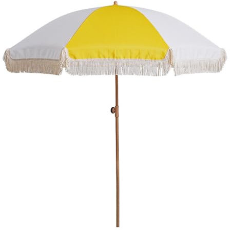 Ombrellone Spiaggia 200cm con Frange - Protezione UV50+, Funzione Inclinazione & Impermeabile - Ombrellone da Giardino Balcone Terrazzo Mercato