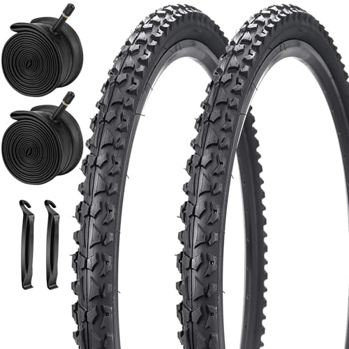 Mountainbike-Reifen, 61 x 4,95 cm, faltbar, Ersatzreifen mit 24 Zoll Fahrradschlauch, Schrader-Ventil, 32 mm Butylkautschuk, für 24 Radfahren, MTB, Rennrad