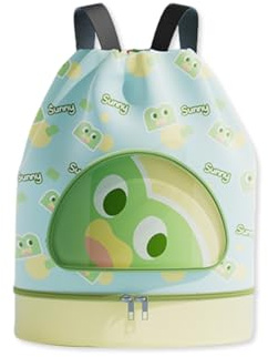 OLYSPM Bolsa Piscina Niña,Mochila Natacion Impermeable con Separación Seco/Mojado,Mochila Playa de Gran Capacidad con Compartimento Separado para Zapatos,Adecuada para Niños y Niñas