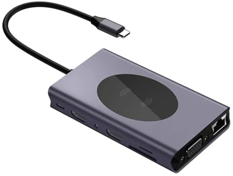 DIYEAH 10w Estación De Acoplamiento Tipo c Concentrador USB Multipuerto Salida De Video Lector para Trabajo Casa o Oficina