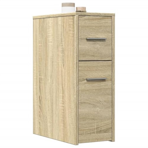 ULUYYUC Armadietto da Bagno Stretto con Ruote, Mobile Salvaspazio per Bagno Cucina Soggiorno, Truciolato Resistente Rovere Sonoma, 22x44x61.5 cm, Ampio Cassetto