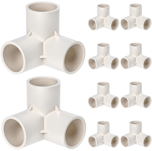 QWORK® 10 Pcs accesorios de tubería de 3 vías, 25 mm de diámetro interior (blanco), conectores de esquina de tubería de plástico PVC