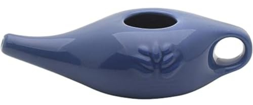1 maceta Neti de cerámica, kit de lavado de nariz de cerámica para enjuague nasal y limpieza nasal, 250 ml (azul)