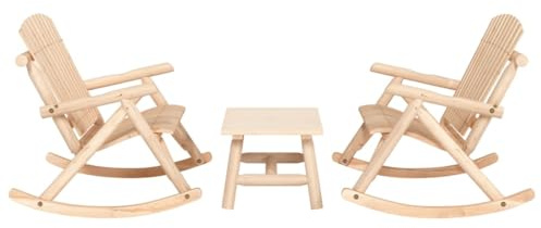 Hoopleep 3-TLG. Garten-Lounge-Set aus massivem Fichtenholz, Outdoor Möbel für Terrasse, mit 2 Schaukelbänken und Couchtisch, Robustes Holz Set für Entspannung