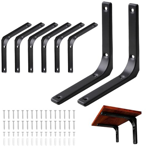 8 Stück Regalwinkel, Regalhalterungen Schwerlastwinkel 150x125 mm Schwarz Regalhalterung mit Schrauben Metall 90 Grad Regalwinkel für Wandhalterung Regal Eckregal