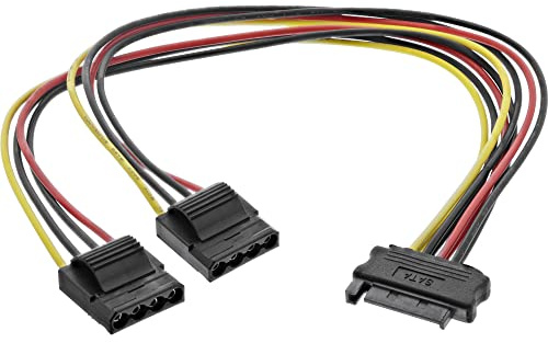 InLine Pc-look - Power Supply Splitter - 1x SATA to 2x Molex 4pin - 030cm