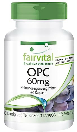 Fairvital | OPC Traubenkernextrakt - 60 Kapseln - mit 540mg pro Tagesdosis - hochdosiert - VEGAN - oligomere Proanthocyanidine