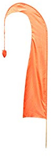Bali-Fahne mit Stock 200 cm | Tempel- & Gartenfahne | Dunkelorange, Orange | Umbul-Umbul Deko aus Satin für Balkon, Terrasse, Events & Außenbereiche