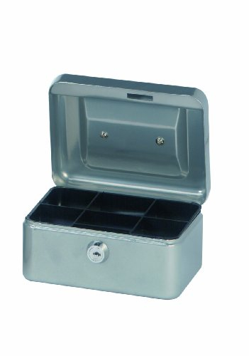 Kleine Geldkassette Faxland in Silber, 15, 2 x 12, 5 x 8, 1 cm mit Münzgeldeinsatz, Silber