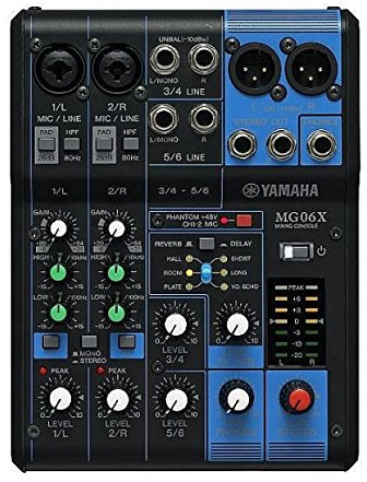 Console di mixing audio Yamaha MG06X, 6 canali, Elettrico con filo, XLR, 1/4 TRS (bilanciato)