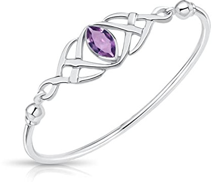 DTPsilver -Damen Armreif/Armbänder 925 Sterling Silber - Keltische Dreifaltigkeitsknoten - keltischen Kollektion - Amethyst