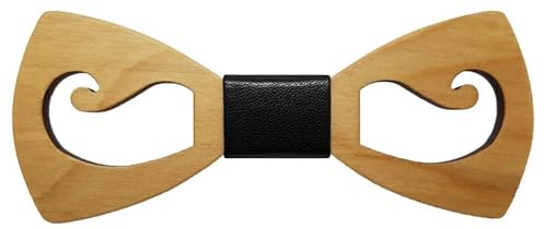 BOBIJOO JEWELRY - Schnurrbart-Holz-Fliege Ahorn durchbrochen