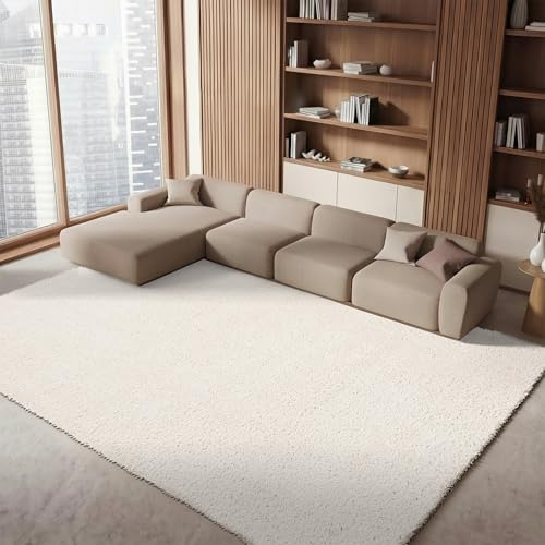 SAFAVIEH Area Rug 8x10 - August Shag Collection - Large - Ivory, Solid Pattern, Non-Shedding & Easy Cleaning, Plush Thick Pile, Ideal for Living Room, Bedroom, Dining Space (AUG900C)