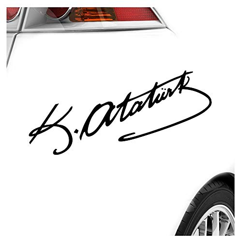 Kiwistar - Autoaufkleber - Mustafa Kemal Atatürk - Schwarz - 30x10cm - Aufkleber Auto, Laptop, Fahrrad, LKW, Motorrad mehrfarbig JDM Decal Racing
