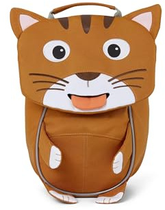 Affenzahn Kleiner Freund Kindergarten-Rucksack für 1-3 Jährige Ergonomisch Reflektierend Ziehzunge mit Namensschild Katze
