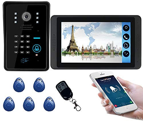 YLXD Waterproof Smart Video Doorbell,Touch Key 7 Lcd Video Door Phone Intercom System Wth IR Camera Code Keypad Home Security Camera Monitor Doorbell Entry Kit with Rain Cover