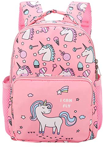 Zaino Bambina,BETOY Unicorno Zaini per Bambini, Zaino per scuola materna Bambino piccolo Stampa del fumetto Zaino con tasche Rosa