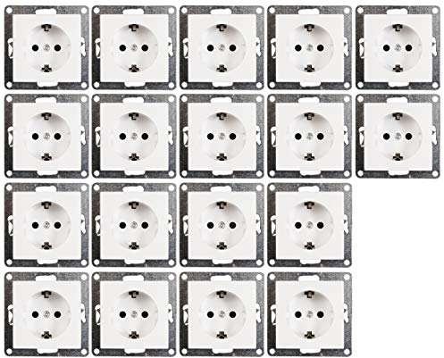 MC POWER - 18er Pack Steckdosen | FLAIR | Schutzkontakt Steckdosen in weiß, matt