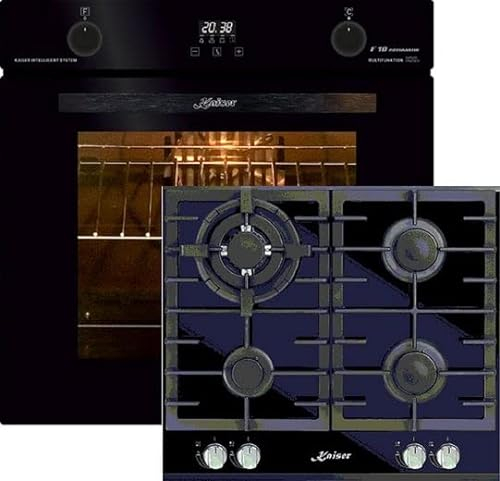 Kaiser Set de cuisinières à gaz EH 6367 + KCG 6380, four électrique, 79 l, tournebroche, four encastré, 10 fonctions + plaque de cuisson à gaz encastrable 60 cm,gaz naturel, gaz propane