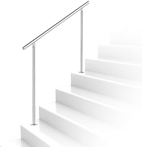 Ikodm Handlauf Edelstahl Treppengeländer Außen & Innen 100 cm, Ø42mm ohne Querstreben, mit Zubehör, Winkelverstellbar für Treppen Garten Hauseingang Brüstung Balkon (L:1000mm H:1065mm)
