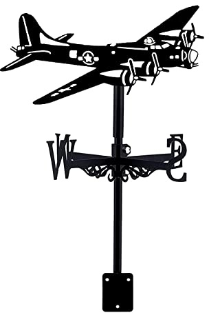 QHYXT Weathervane Garden Plane Warcraft Decorative Weather Vane Wind Vane Stainless Steel Wind Vane Wind Direction Indicator for Farm Scene Patio Yard Ornament (Style 4)