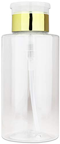 10oz Gold Push-Down Dispenser Bottle - 1 Bottle - Empty Refillable Pump Bottle for Nail Polish Remover